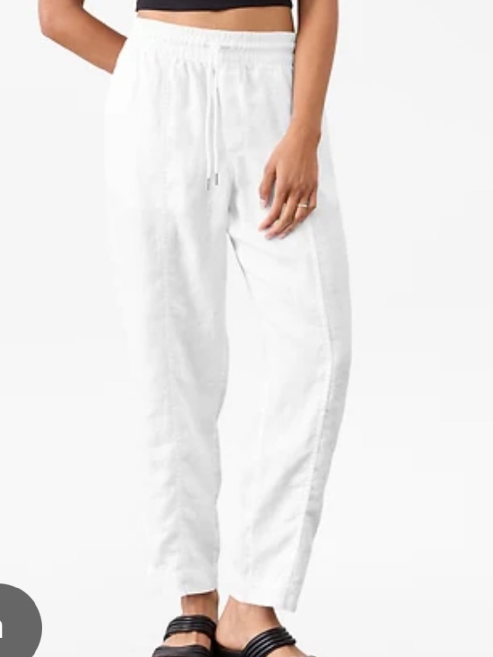 Athleta white 100% linen tie waist loose fit pants size M